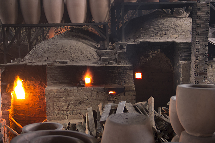 Dragon kilns during firing